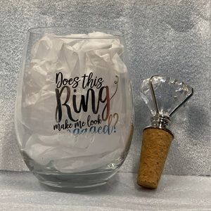 💎 Engaged Wine Glass & Wine Bottle Stopper